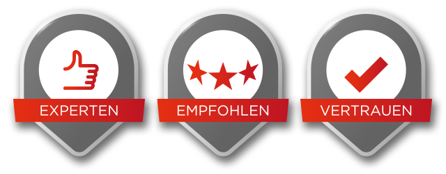 Trust-Icons: Experten, Empfohlen, Vertrauen